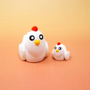 PocketaChicken Pocket Pal Flexi Chicken Articulating Fidget Collectible - Mini Chicken 2 Inches Tall & Large Chicken 4 Inches Tall, Lightweight & Durable, Fun Desk Buddy