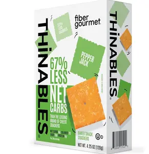 Fiber Gourmet Pepper Jack Thinables Baked Cheese Crackers - Healthy Keto Crackers with 13g Fiber, 5g Protein, 70 Calories, 6g Net Carbs - Kosher Made in USA - 4.25 Ounce (pack of 1)