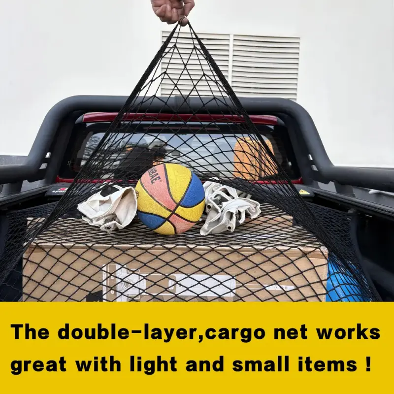 Functional Outdoor Truck Bed Cargo Mesh Organizer, Highly Elastic Cargo Net for ATV-Truck, Compact Storage Solution for Camping Gear, Stretchable