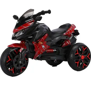 12V Electric 3-Wheel Kids Ride-On Motorcycle Toy for 3-8 Year Olds, with Lighting Wheels, Phone-Connectable Music Player and Hand Drive (Red)