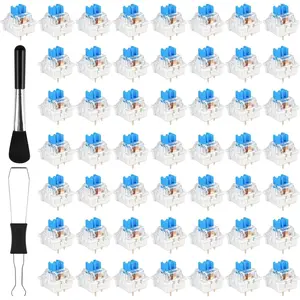 Blue Mechanical Keyboard Switches, 50 count 3 Pin Clicky Keyboard Switches with  Puller & Brush,  and  Keyboards Accessories for Mechanical Gaming Keyboards