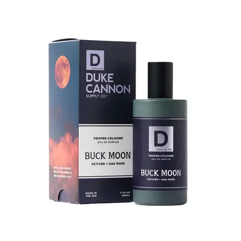 Duke Cannon Supply Co. Proper Cologne – Buck Moon, Lime & Vetiver, Fresh, Natural Eau de Parfum for Hard-Working Men, Warm July Night Scent, Long-Lasting Everyday Fragrance, Small Batch, Artisan-Made, 1.7 fl oz Modern Apothecary Bottle
