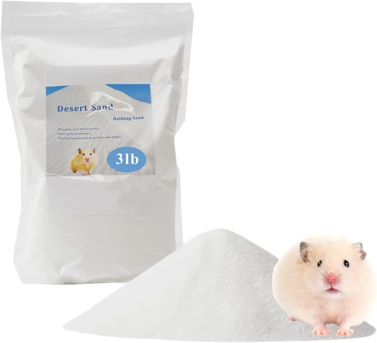 Hamster Bath Sand, 3lb Dust Free Desert Sand or Potty Litter Sand for Hamster Chinchillas Gerbil Syrian Mice Small