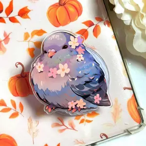 Cute Floral Blue Bird Magsafe Phone Grip, Kawaii Magnetic Pop Socket & Kickstand, iPhone Compatible, Gift for Women