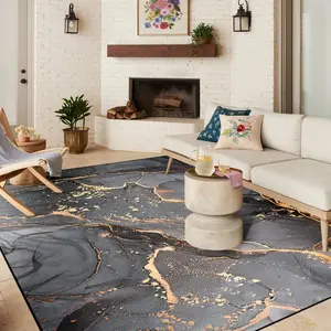 Marble Pattern Floor Mat, 1 Count Non-slip Soft Floor Carpet, Rectangle Decorative Mat for Home Living Room Bedroom Kitchen
