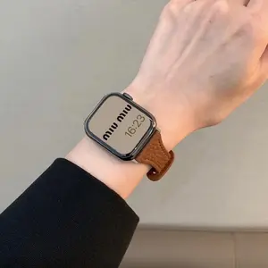 Genuine Leather Lychee-Grain Watch Band for Women — Compatible with Apple Watch (iWatch) Series 1–10 — Premium Look & Feel