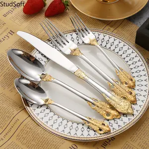 5-Piece Stainless Steel "Palace Style" Western Cutlery Set — Durable Western-Style Knives, Forks, and Spoons (Ideal for Hotels & Steakhouses)