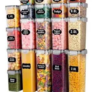 NoEnName_Null 24pcs Airtight Food Storage Containers with LIDS Plastic Cookie Jars for Kitchen Pantry Organization and Storage Including Lab 1.4L 2.0L 2.8L