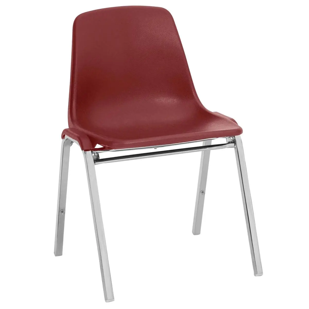 National Public Seating 8100 Series Poly Shell Stacking Chair - Burgundy Surface, Chrome Frame
