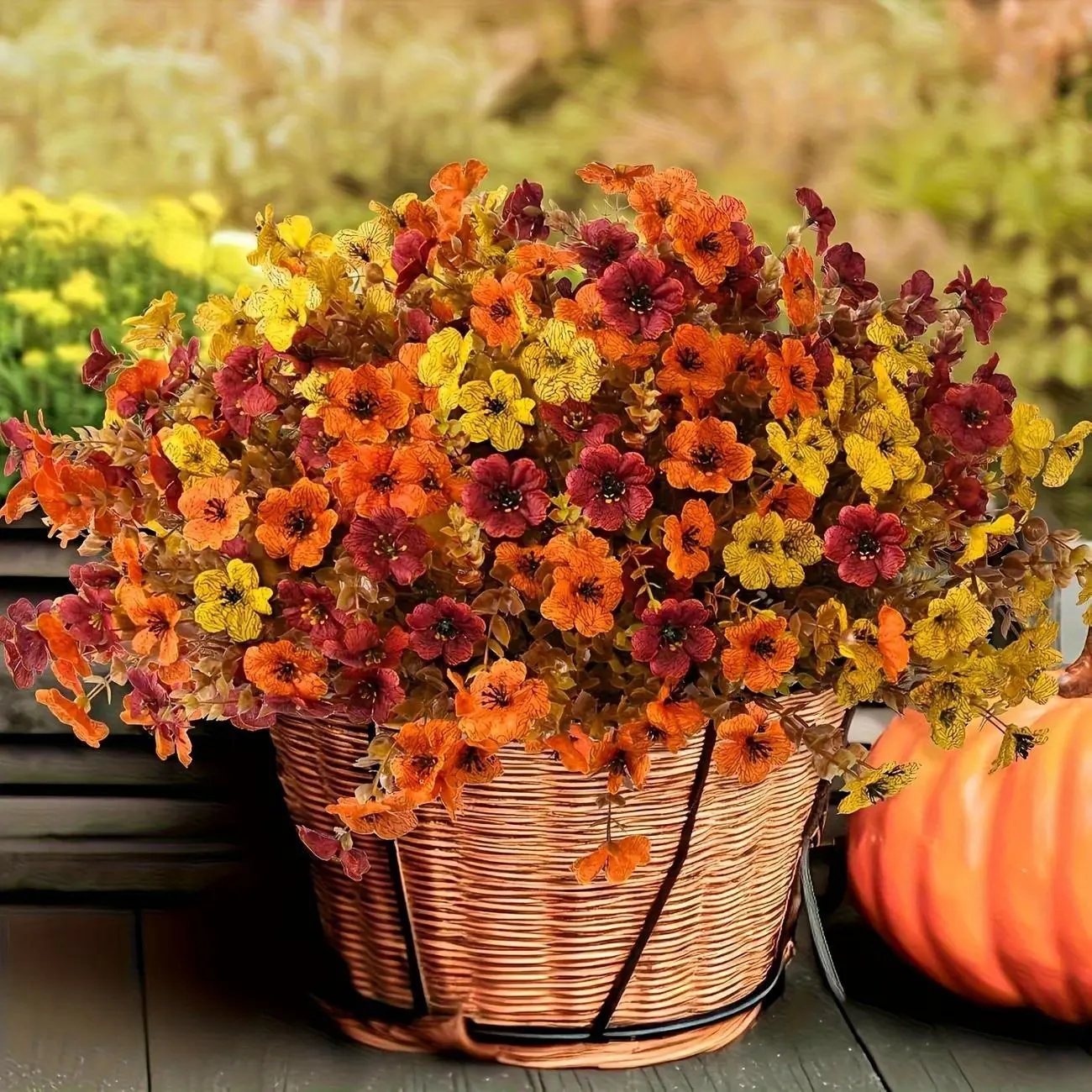 【Summer Deal】Silvanest 12-Bouquet UV-Protection Mixed Color Artificial Flower Bouquet Set, Photorealism Fade-Resistant Outdoor Decor, Ideal for Porch/Balcony Home Decor