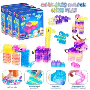 Joyspot Soft Jelly Building Blocks, Squishy Multi-Color Stacking Toy Set, Non-Toxic Sensory Play, Stem Learning, Ages 3+, Fun Bath Toy