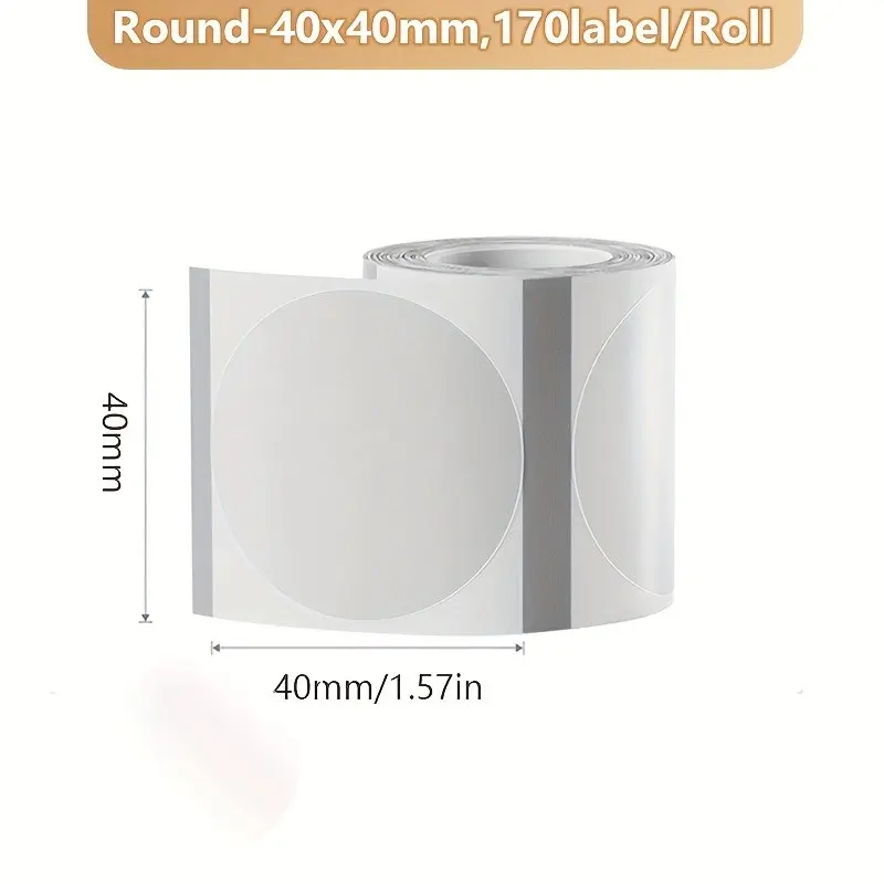 Transparent Round Thermal Labels, Self-Adhesive Thermal Label Paper, Barcode/address/shipping/signage Labels, Compatible with Various Printers