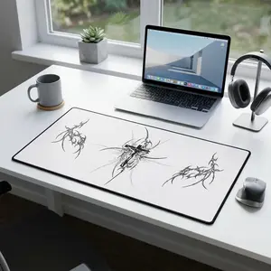 Cybersigilism Cross Gothic Desk Mat, Mystical Dark Mousepad
