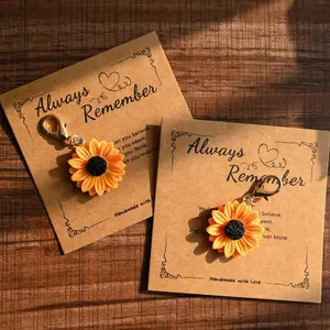Sunflower & Daisy Keychain for Women, Happy Flower Bag Charm with Gift Card – Fashionable Personalized Key Accessory, Perfect Daily Decor & Birthday Gift for Girls & Teachers