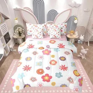 Floral Comforter Set with Sheets 7 Piece Cute Bedding Set for Kids Boys Girls Farmhouse Garden Bed in a Bag Plant Room Decor Yellow Green Soft Lightweight Microfiber