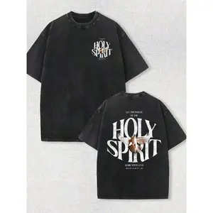 Summer Outfits Holy Spirit Power Printed T-Shirt |     Vintage Washed 230g Pure Cotton Tee |     Christian Faith Retro Street Style |     Men's Summer Loose Casual Shirt Vacation Outfits Women Button Up Vacation Outfits Men Manfinity FEE9