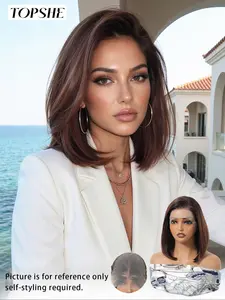 13x6 HD Lace Wig 10" Short Bob | Glueless Chestnut Brown Heat Resistant Synthetic Hair Wig Glueless HD Wigs Lace Front Wig