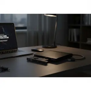 Portable USB 3.0 External DVD CD Burner Drive - 24x High-Speed, Plug & Play for Windows & Mac. Slim Ultra-Thin, Lightweight, Shockproof Design for Laptops/Desktops. Disc Reading & Writing.