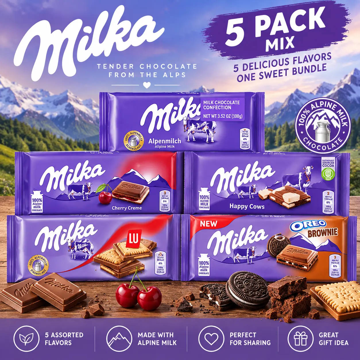 Milka Mixed Chocolate Bundle – 5 Pack