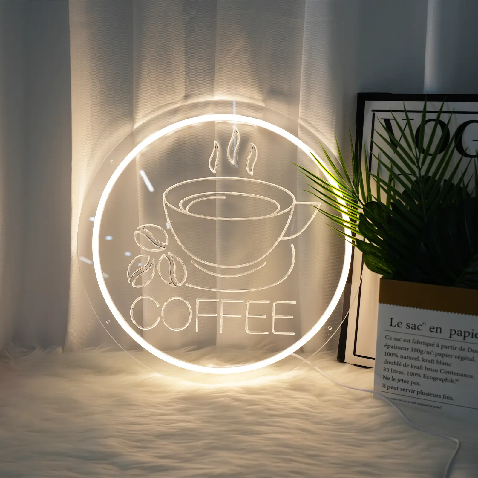 Transparent Coffee Cup Neon Sign - Adjustable Wall Lighting, Cafe Style Specialty & Decorative Lighting, Light Up Your Space for Coffee Shops Indoor Decor