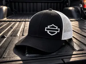 Barand Shield Inspired Trucker Hat, Black Mesh Snapback Cap, Motorcycle Rider Hat, Biker Gift for Men, Adjustable Trucker Cap