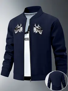 Baseball collar jacket with tap embroidery