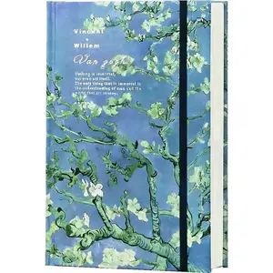 Art Journal, Sketch book, Blank Notebook, 130gsm, Thick Paper Sketchbook, A5, Hardcover Drawing Notebook, Blank Page Journal, Lay Flat, Unlined, Van Gogh Almond Blossom, Cute Sketchbook