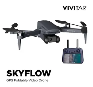 Vivitar SKYFLOW GPS Foldable 4K UHD Camera Drone for Adults with Live Video Feed, 5" Touchscreen Remote, 3-Axis Gimbal, Brushless Motors, Auto Return, Optical Flow & Carry Case