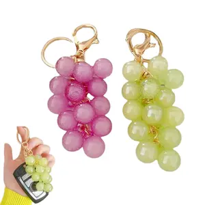 2PCS Creative Bubble Jelly Grape Keychains, Adorable Emulational Fruit Cluster Charms, Cute Key Rings for Keys, Handbags and Backpacks, Unique Gift for Teens and Fruit Lovers