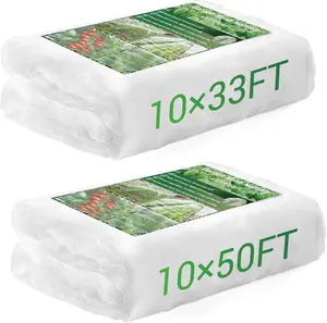 2 Pack Large Fruit Tree Netting with Zipper & Drawstring 10x33 Ft & 10x50 Ft Plant Cover Insect Netting Reusable Blueberry Bush Cover for Garden Trees Bushes Flowers