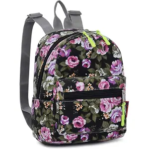 Bravo Floral Mini (10 Inch) School Backpack, Beautiful All-Purpose Casual Daypack, Floral Black
