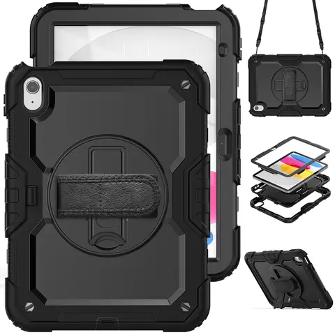Case Compatible with iPad (A16) 11th 2025/10th Generation 2022 with Screen Protector Pen Holder | Heavy Duty Shockproof Rugged Protective Case W/Handle Shoulder Strap