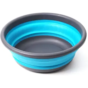 Collapsible Portable Wash Basin Dishpan 5L Kitchen Dish Pans Washing Basin Foldable Wash Dish Tub for Camping Supplies, Marine, Camper Accessories for Travel Trailers (Blue)