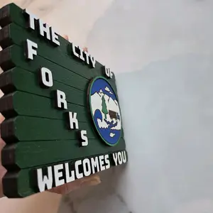 Wooden "Welcome to Forks Sign" Replica Hand painted