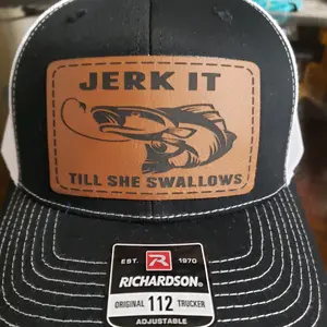 Richardson trucker hat with laser engraved leather patch Baseball Cap