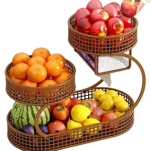 Vintage Style Multi-Layer Countertop Storage Rack Rustproof Fruit Basket for Snacks Nuts & Desserts Space-Saving Kitchen & Living Room Coffee Table Organizer basket laundry basket room organization products