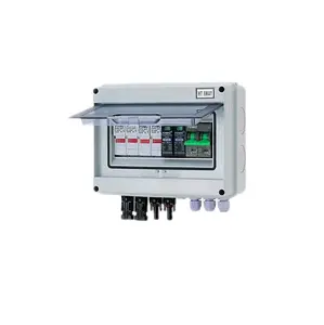 Solar PV Combiner Box DC 600V with Lightning Protection 32A Fuse MCB SPD Waterproof IP65 for 8 to 10 Panels Surge Protection & IP65 Rating