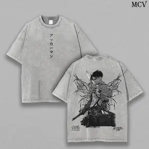 Levi Ackerman Attack on Titan Washed Vintage Oversized T-Shirt, Heavy Cotton Unisex Anime Graphic, AOT Shirt, Levi Tee