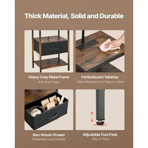 fathersdaygift VEVOR Floor Lamp with Table, 3-Tier End Table with Drawer and 3 Color Temperature Lighting, Modern Side Nightstand Bedside Desk with USB Type C AC Charging Port for Living Room, Bedroom, Dorm