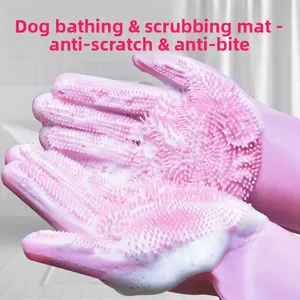 Pet bathing gloves dog cat bathing artifact anti-scratch and anti-bite teddy golden bristle rubbing bath extended cleaning brush peine  antipulgas