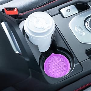 4-Pack Silicone Universal Coasters for Car Cup Holders, Deep Cup Shape, Water-Resistant, High-Temperature-Resistant, Non-Slip, Easy-to-Clean, Scratch-Proof, Unique Finger Slot Design for Cars, SUVs, Boats