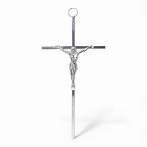 Silver Metal Crucifix 7 Inch | Catholic Jesus Wall Cross for Home, Prayer, Funeral & Coffin Use | Durable Silver-Plated Alloy Religious Cross for Devotion & Protection