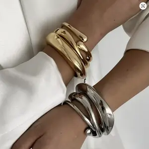 Modern Women's Punk Style Irregular Design Cuff Bangle Bracelet, Fashion Jewelry for Party, Daily Clothing Decor, Trendy All-match & Exquisite Jewellery Accessories for Birthday Gift bracelet  gifts perfect jewelry gift