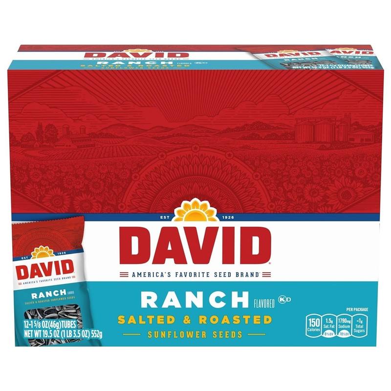 DAVID Sunflower Seeds, Ranch Flavor, 1.625 oz. (Pack of 12)