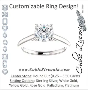Cubic Zirconia Engagement Ring- The Madelyn (Customizable Round Cut Solitaire with Infinity Trellis Decoration)