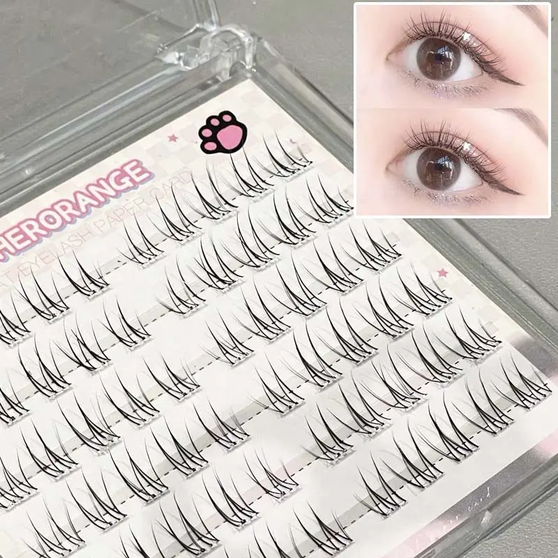 Herorange DIY False Eyelashes, Fluffy Eyelashes Cluster 60 Clusters C Curl Natural Look, Easy Apply Reusable Fake Lashes for Beginners, Daily Use, 10mm-13mm Length, Eyelash Extensions, DIY Volume Eyelashes