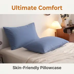[Memorial Day Sale]Bedsum 2-Piece 100% Cotton Pillowcases - Soft & Breathable Bed Pillow Cases with Envelope Closure, Set of 2 Fade-Resistant & Easy Care Pillow Covers