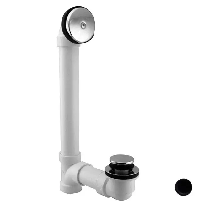 Westbrass D49321-62 1.5 in. Schedule 40 PVC Tip Toe Bath Waste with 1 Hole Faceplate in Powder Coat Flat Black