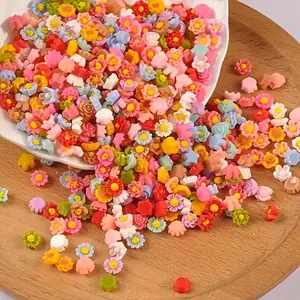 100pcs Pastel Floral Star Beads, Small Handmade Beads for Jewelry Making, Nail Art, Hair Accessories, DIY Projects, Bright Colors