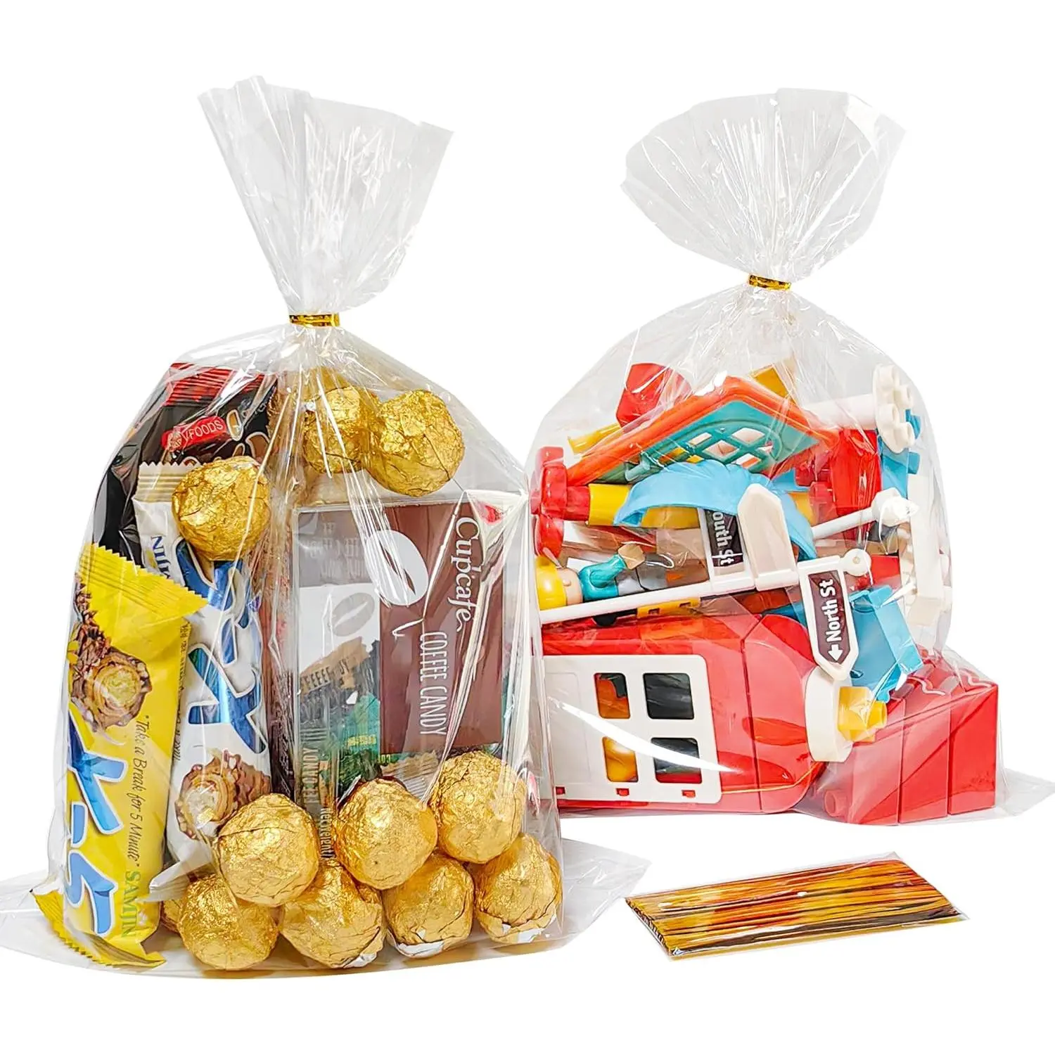 100 Pack Clear Cellophane  Bags: 9x12 Inches Plastic Clear Goodie Bags with Ties for Candy Cookie Gifts and Party Favors Wrapping, Packaging Popcorn Dessert Bakery  Crafts